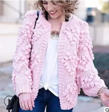 light pink Neploe, ручная вязка, сердечки, женский кардиган, свободный, в винтажном стиле, для милых девушек, открытый, Стич,, новинка, осень, зима, мода, Sueter Mujer 68638 - Цвет: light pink