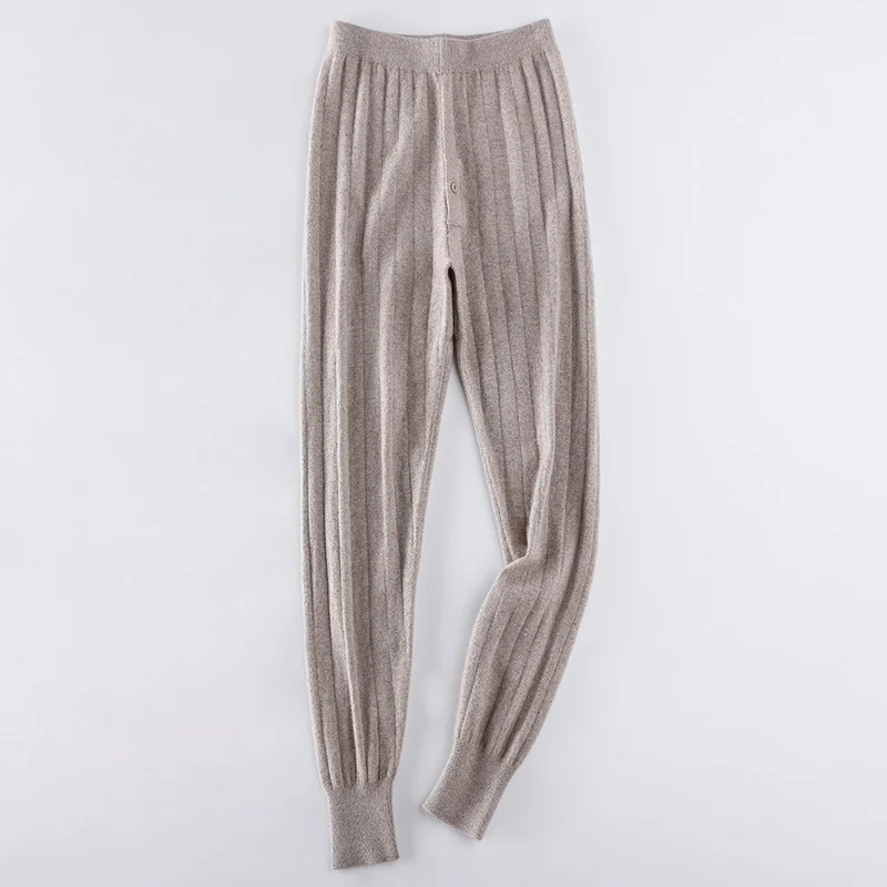 

High Quality Man Leggings 100% Pure Cashmere Knitted Pants Winter New Fashion Legging Male Big Elastic Waist Soft Men Trousers