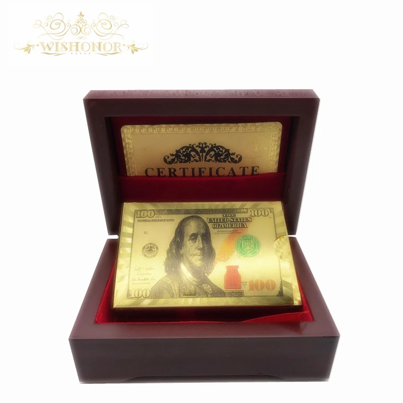 Wishonor новая американская 100 долларовая Золотая покерная карта цветная игральная