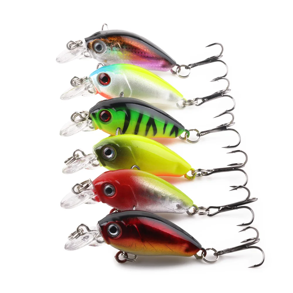 

HENGJIA 1PC 4.5CM 4G Diving 0.1-0.3m Crankbait Bait 2 Hooks Artificial Hard Bait Fishing Tackle
