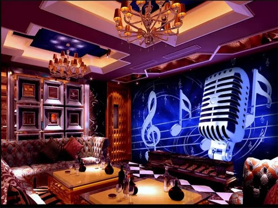 Пользовательские 3d фото обои росписи диван КТВ Бар фон синий микрофон Примечания