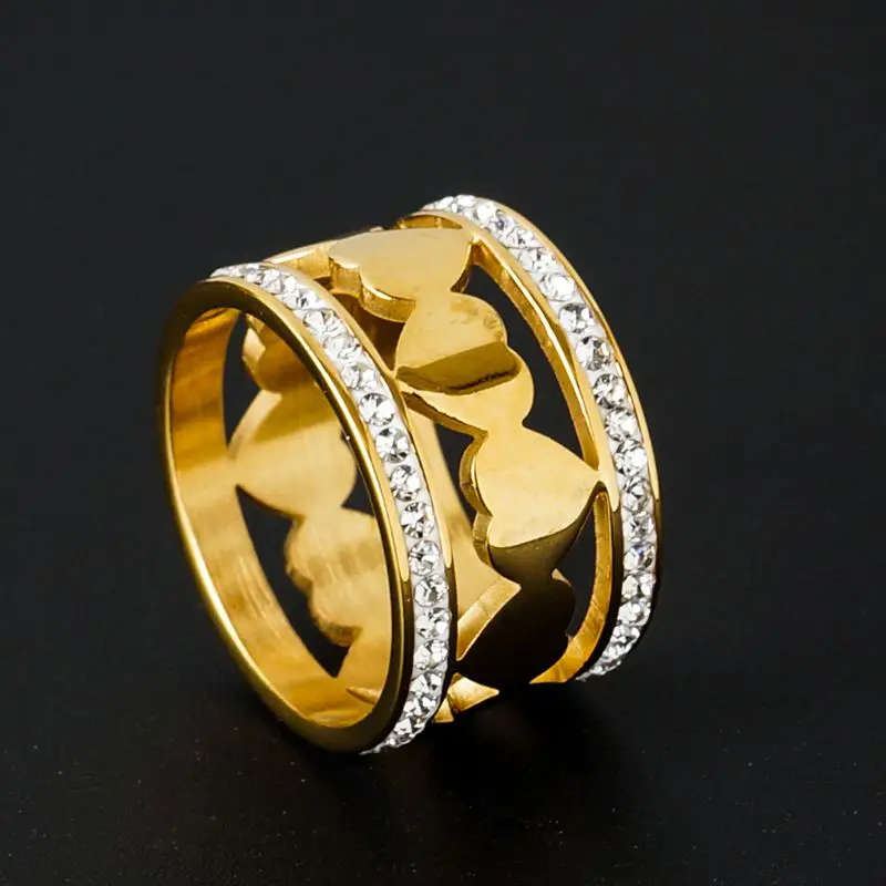 Модное обручальное кольцо серебряного и золотого цвета в форме сердца с фианитом