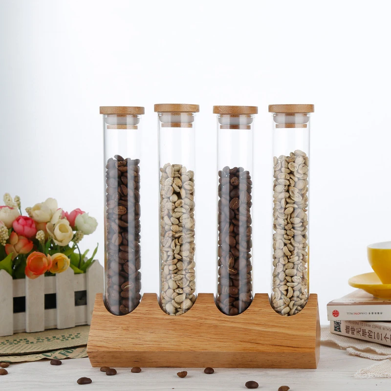 Креативная деревянная витрина для кофейных зерен цветов и чая подставка злаков