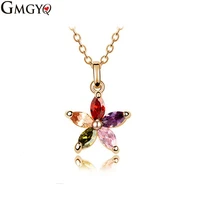 trendy lichtmetalen link chain kleurrijke ronde kristal hanger necklace fashion design flower sieraden zirkoon voor vroumen
