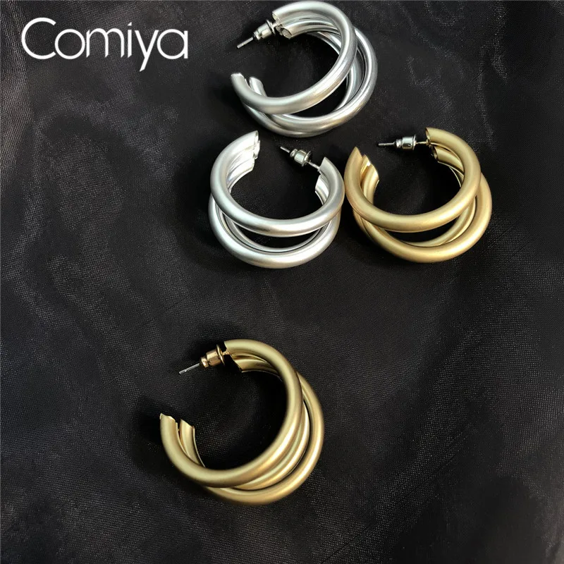 Comiya висячие серьги в Корейском стиле цвета: золотистый, серебристый Цвет цинковое покрытие круглая сиреневого цвета Brincos Vintage большой аксессуары свисающие серьги для женщин