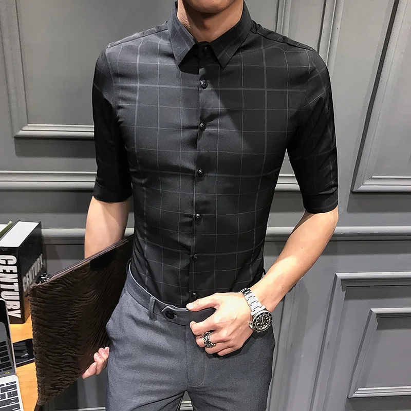 Chemise homme Весна Лето Новая мужская рубашка 2019 уличная мода клетчатая платье