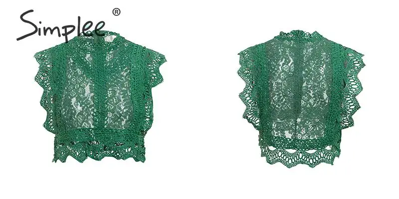 Женская полая майка Simplee, элегантная кружевная сетчатая камисоль с вышивкой, повседневный привлекательный уличный топ с рюшами на лето