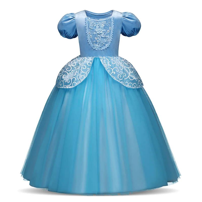 4 7 8 9 10 Years Dress Children Role-Play Princess Costume Girls Halloween Party Christmas Cosplay Clothes Blue | Детская одежда и