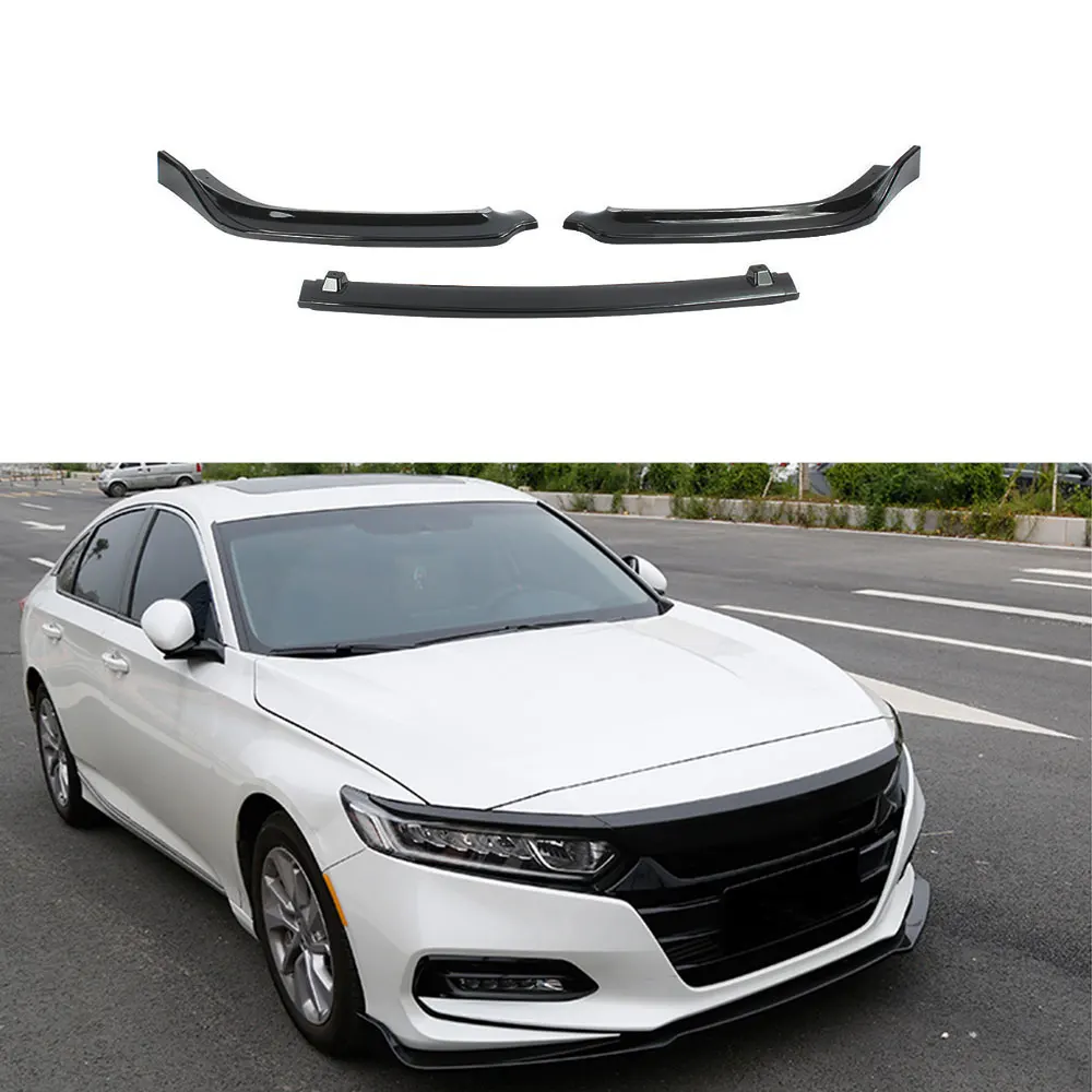 Яркий черный передний бампер 3-ступенчатый спойлер для губ подходит HONDA Accord 2018-2020 |
