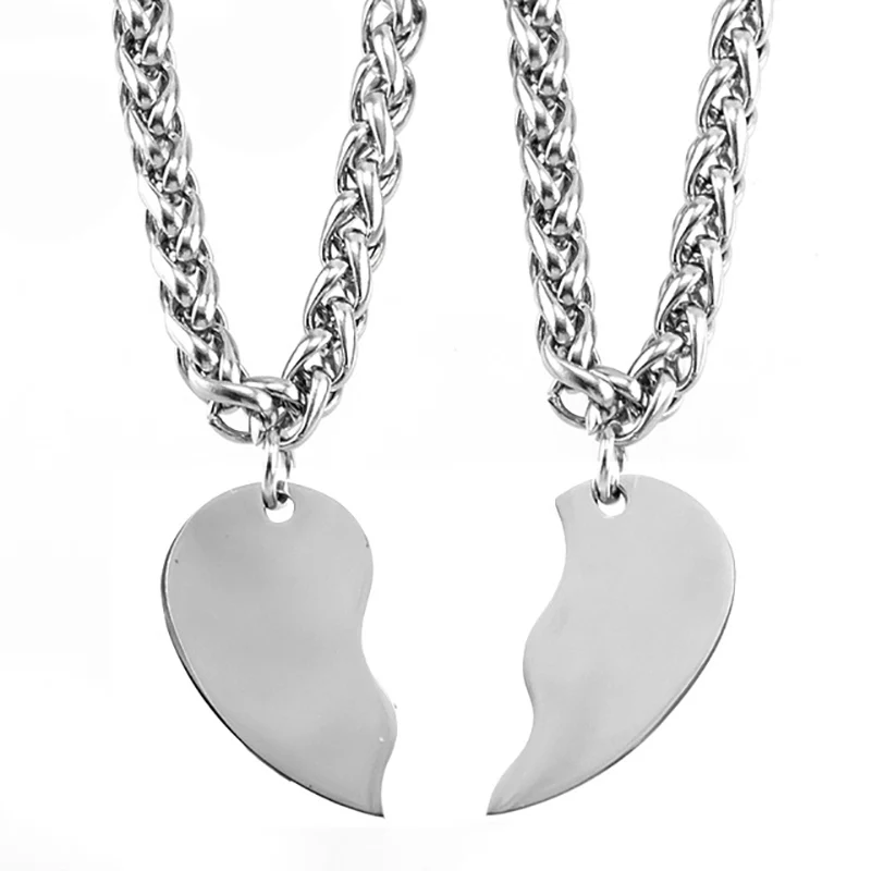 Подвеска в виде сердца из 100% нержавеющей стали ожерелье для пары подвеска