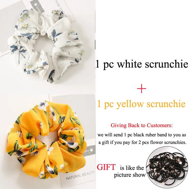 2 pcs scrunchies Модная повязка, аксессуары для волос, женские резинки для волос, конский хвост, держатель, цветы, резинки для волос для девушек - Цвет: 2 pcs scrunchies