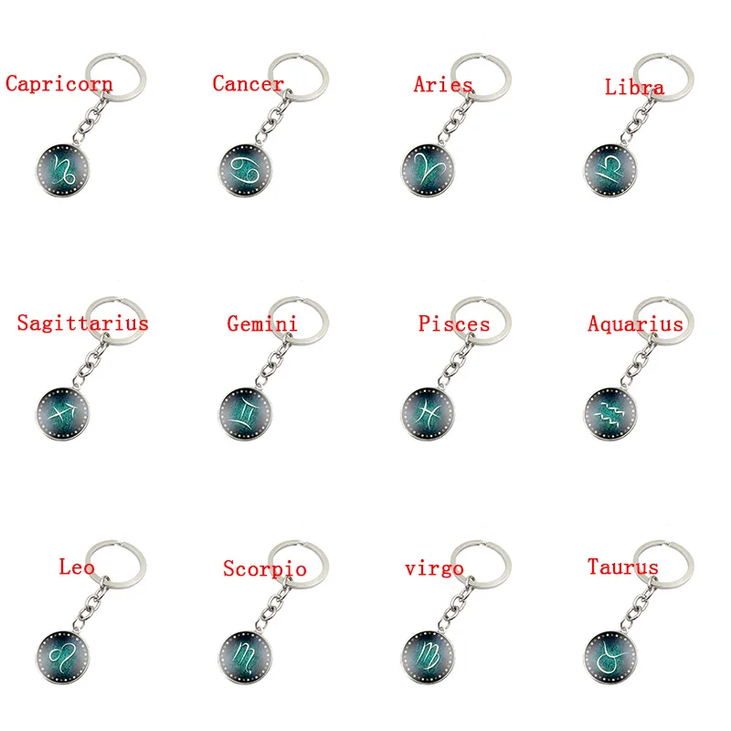 12 подвеска созвездия брелок с зодиакальным стеклом круглый купольный