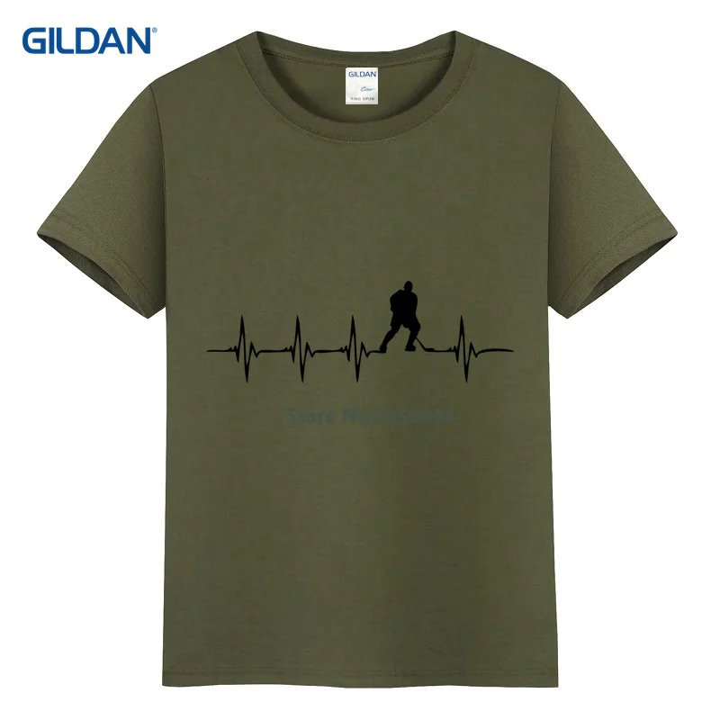 Red Tee Shirt Men 2017 Heartbeat Icer Hockeyer Hobby Sportser Stylish T Mens Hop T-Shirt Cotton | Мужская одежда