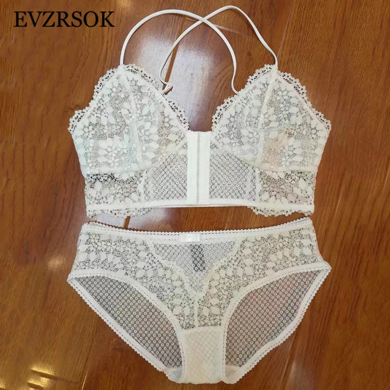 2018 новый комплект бюстгальтер и трусики с застежкой спереди бесшовное кружевное