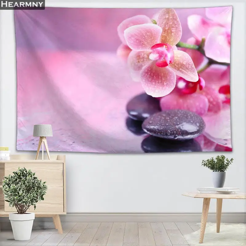 Настенный Гобелен для украшения дома Орхидея цветы Zen Stone 100x150 см 140x250 | Дом и сад