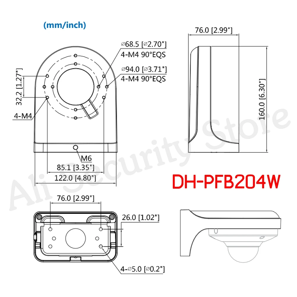 

Dahua Bracket PFB204W For DH IP Camera Waterproof Wall Mount Bracket Suit Dome CCTV Camera DH-PFB204W