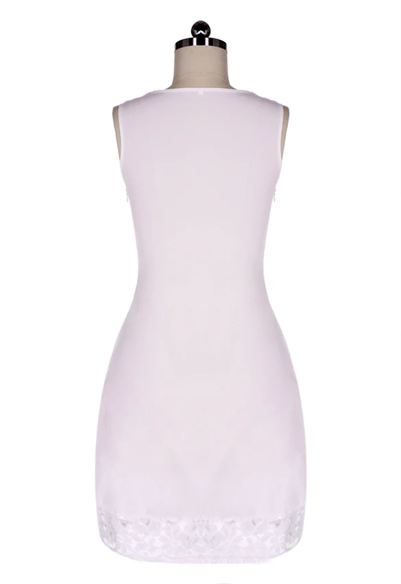 2018 женское летнее платье белое кружевное без рукавов для девочек Повседневные