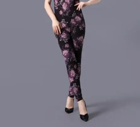 Gray flower YRRETY, новинка, леггинсы с высокой талией, женская одежда для фитнеса,, обтягивающие женские штаны, женские сексуальные леггинсы с высокой талией, леггинсы для тренировок - Цвет: Gray flower