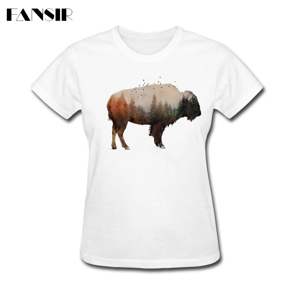 Женские футболки с круглым вырезом Bison женские брендовые низкая цена коротким