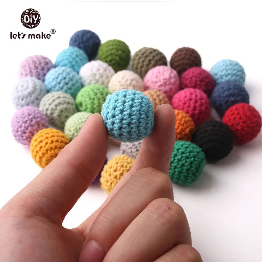 Let's Make-Cuentas de ganchillo de madera de 16mm, cuentas masticables para manualidades, cuentas de punto de dentici&oacute;n de madera, joyer&iacute;a, juguete sensorial para cuna, mordedor para beb&eacute;, 10 Uds.-3