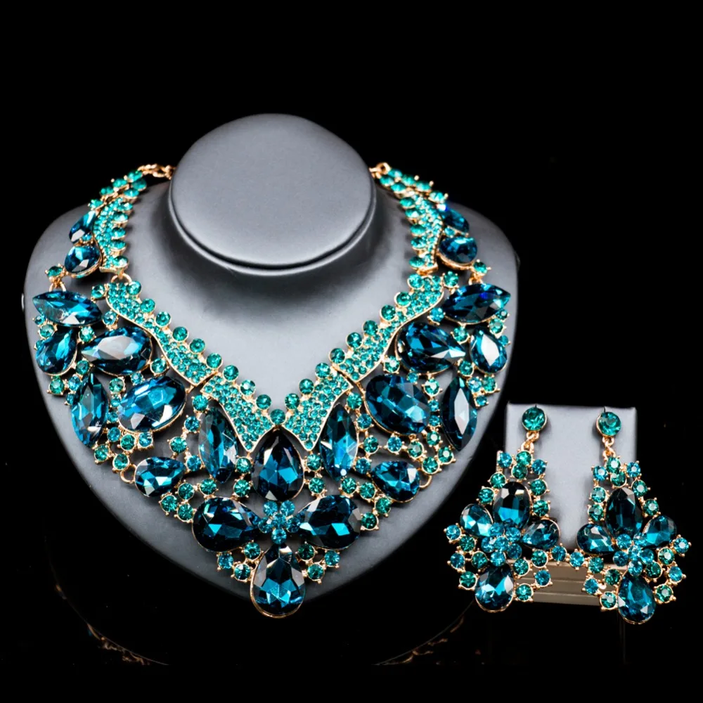 Lan palace boutique модные наборы колье шесть цветов ожерелье и серьги с австрийскими