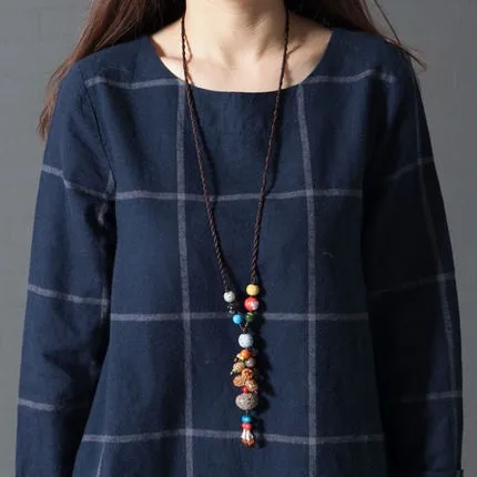 Летнее винтажное льняное платье 2019 плюс размер женское клетчатое свободное миди