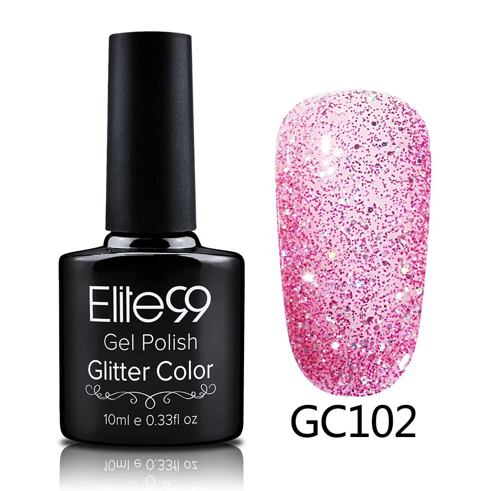 S-GC102 Elite99 10 мл Soak Off блёстки Блеск УФ гель лак Diamond для ногтей гель для ногтей с блестками красота направление Atr - Цвет: S-GC102