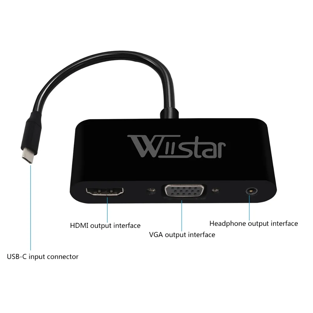 Адаптер Wiistar USB C HDMI VGA Тип к USB3.0 аудио конвертер 4K x 2K для ноутбука Macbook|Кабели VGA| |