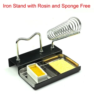 Двойной держатель для паяльника с металлическим основанием, подставка для паяльника с губкой из канифоли бесплатно