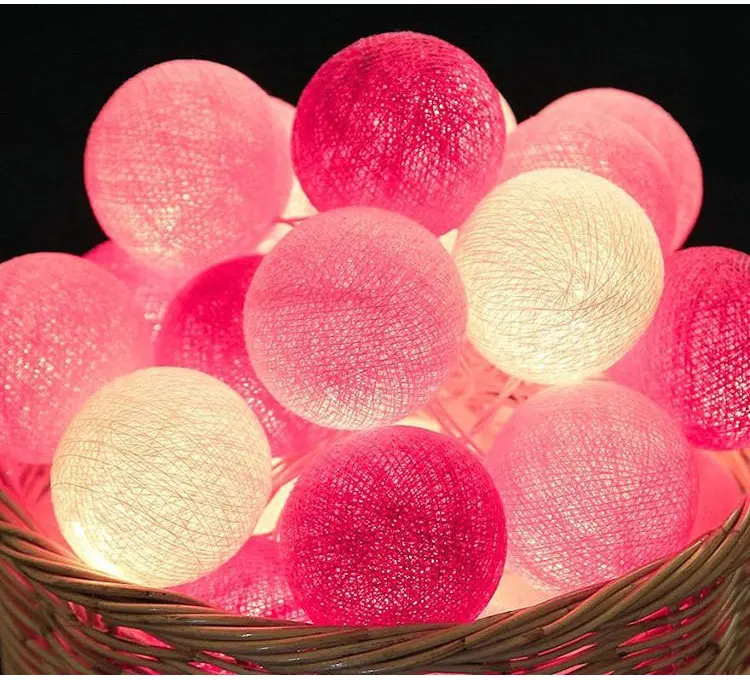 pink and white 3 м 20 шт./лот светодиодный хлопковый Рождественский шар струнный светильник s теплый белый шар светильник s декоративный светильник ing вечерние свадебные украшения светильник - Испускаемый цвет: pink and white