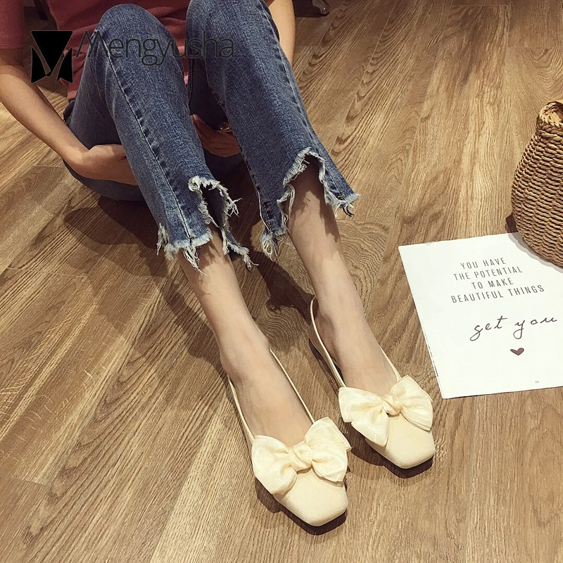 3 цвета женская обувь на плоской подошве с большим шелковым бантом прозрачные