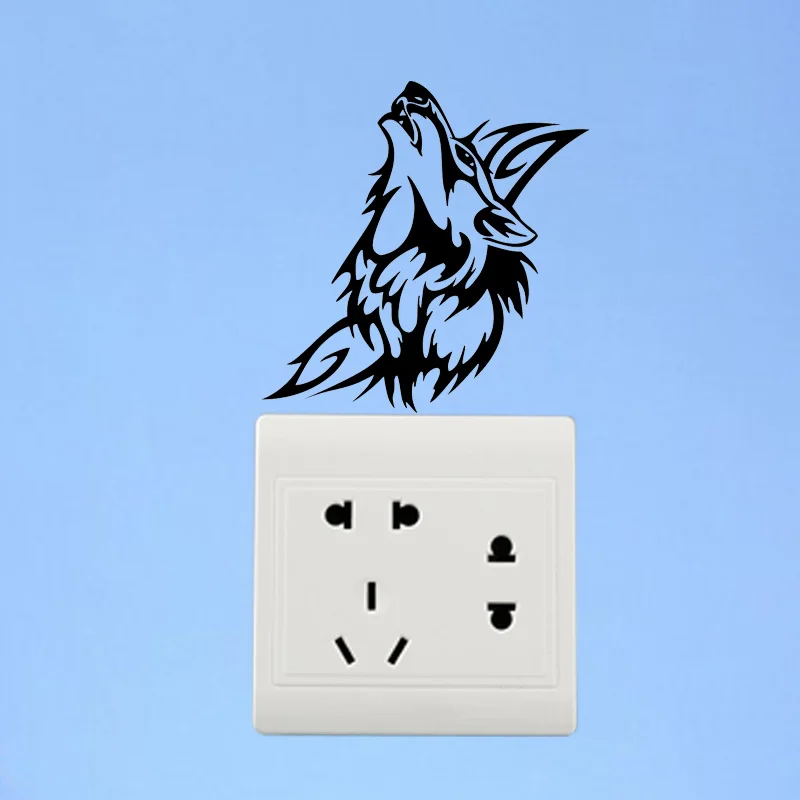 YJZT Воющий волк Племенной настенный стикер для выключателя виниловая наклейка