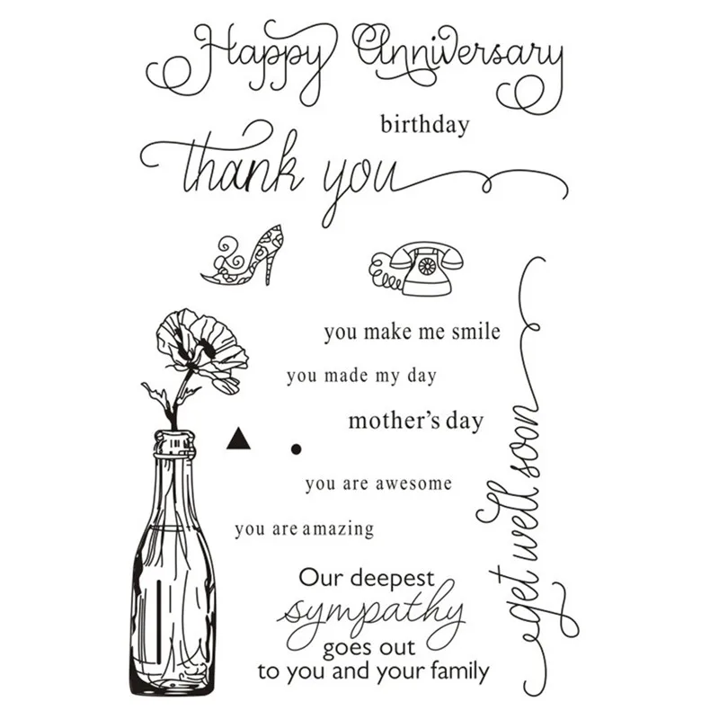 Ваза цветочные чувства фраза высказывания слова резиновый прозрачный