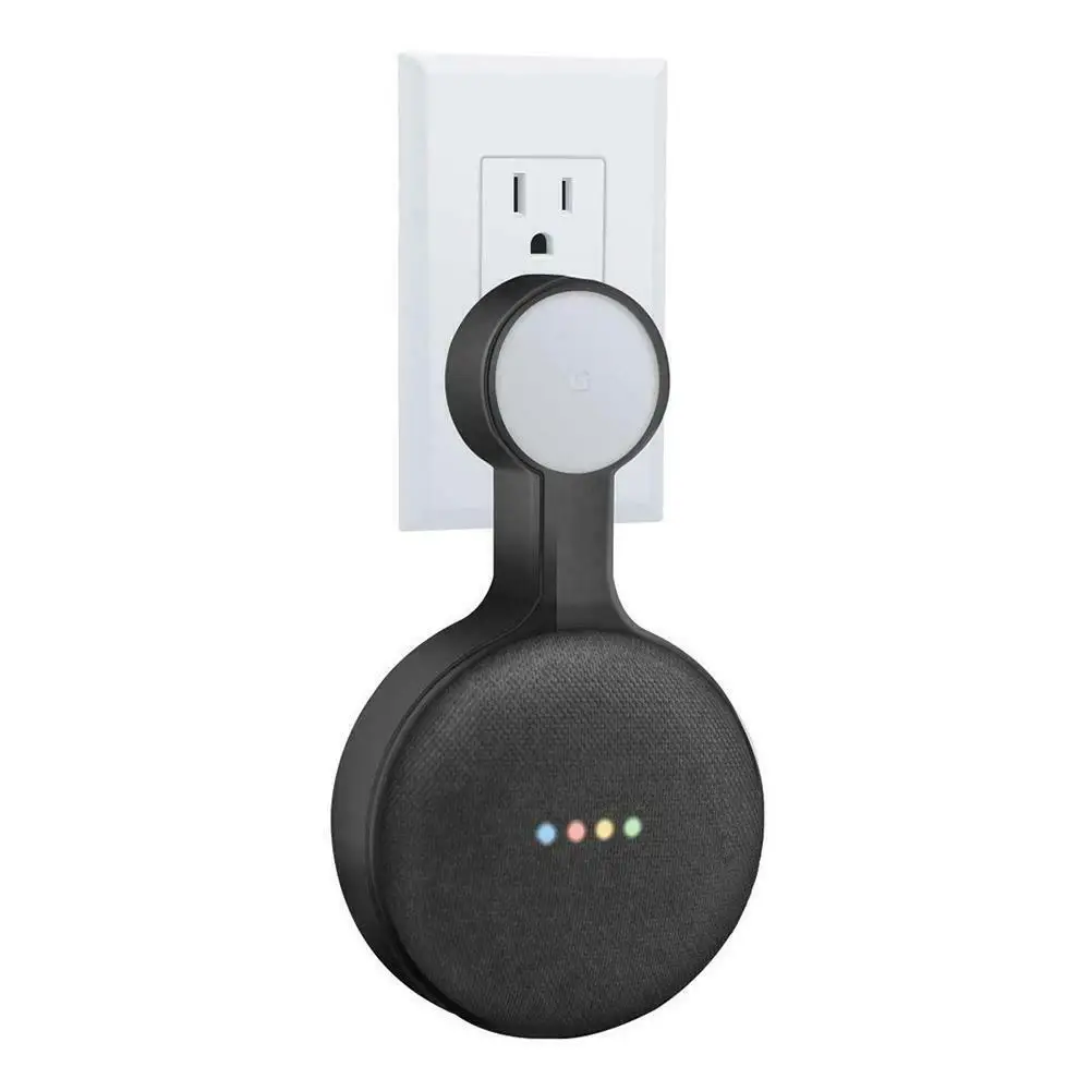 Простая в установке розетка подставка для настенного монтажа вешалка для Google Home мини голосовые ассистенты, компактный держатель корпуса штекер на кухне - Цвет: Черный