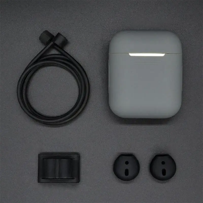 Силиконовый чехол 5 в 1 для наушников Airpods аксессуары силиконовый + шейный ремешок