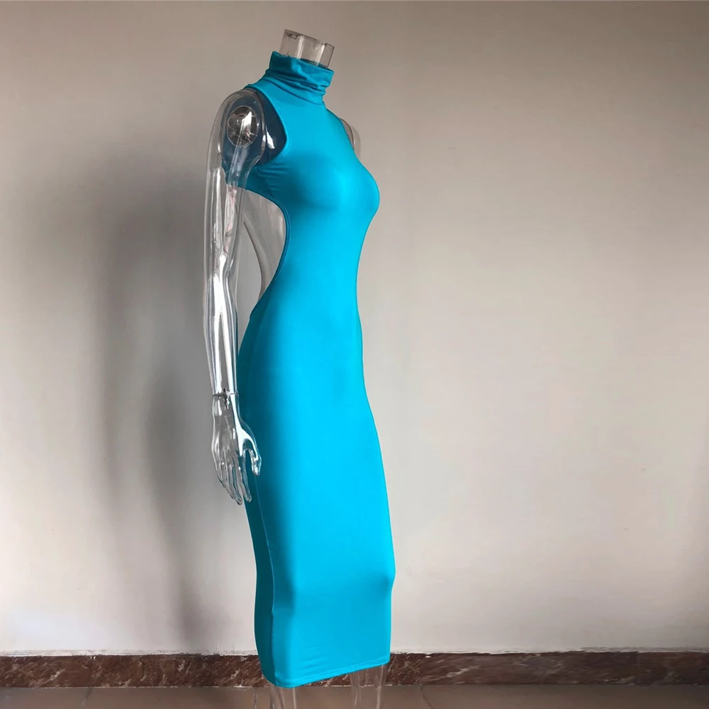 KGFIGU vestidos de verano летнее голубое длинное платье макси с высокой горловиной, облегающее платье, женская ночная рубашка для вечеринки