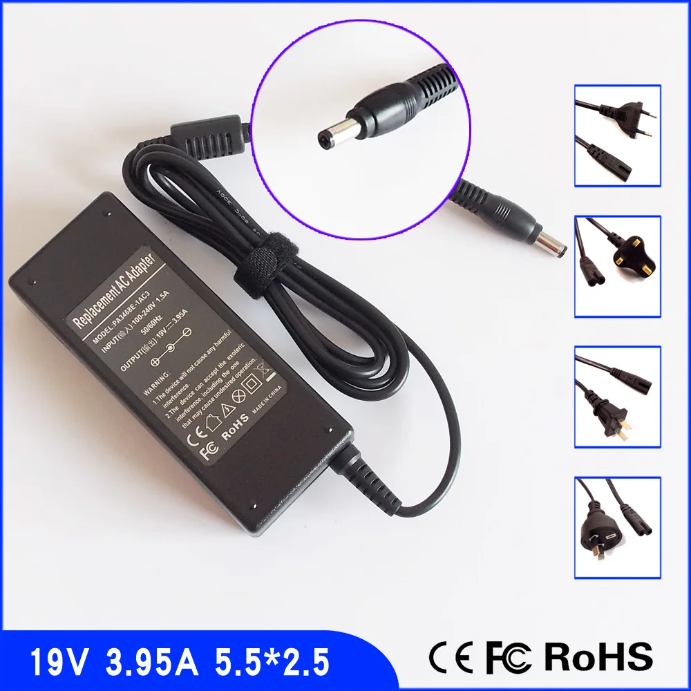 

19V 3.95A Laptop Ac Adapter Power SUPPLY + Cord for Toshiba Satellite U305-S5077 U305-S5097 U305-S5107 U400-146 S8919 S8997E