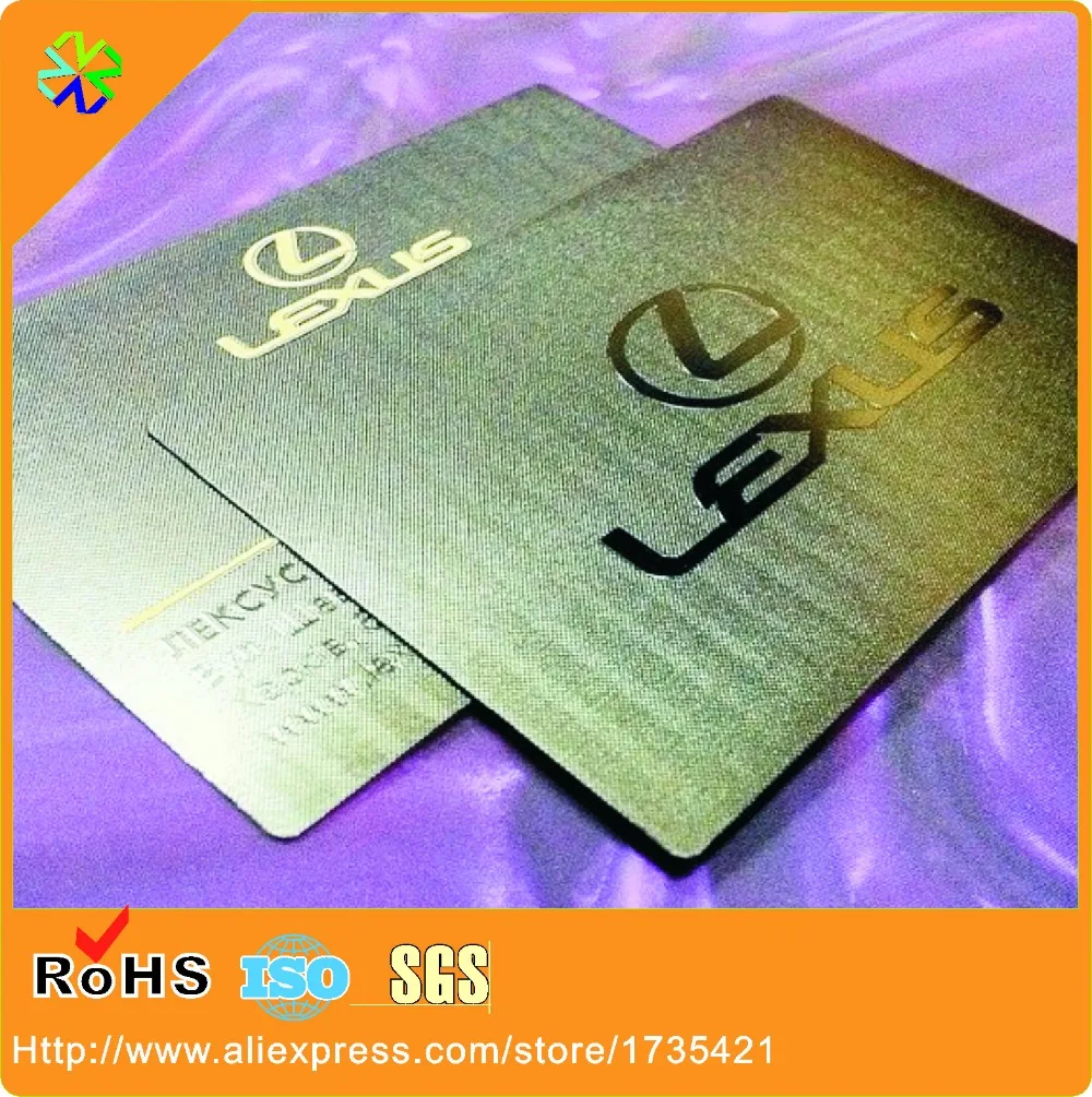 logo mirror effect silk printing words metal business card