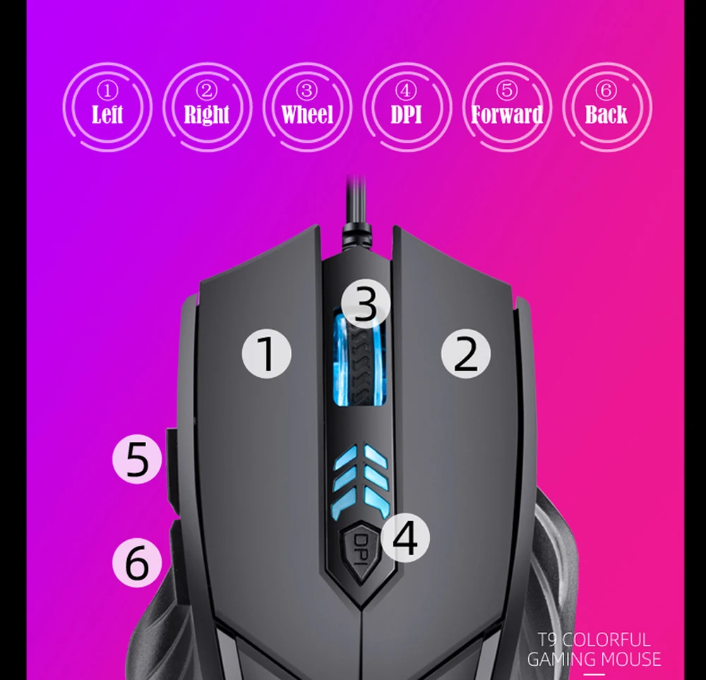 Проводная игровая мышь FORKA Silence Click, 6 кнопок, USB, бесшумный светодиодный оптический кабель, эргономичная компьютерная мышь, Мыши для ПК, ноутбука, геймера