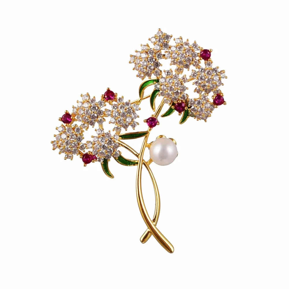 SINZRY handmade glaze cubic zircon freshwater pearl sweety flower elegant popular brooch pin lady scarves buckle | Украшения и