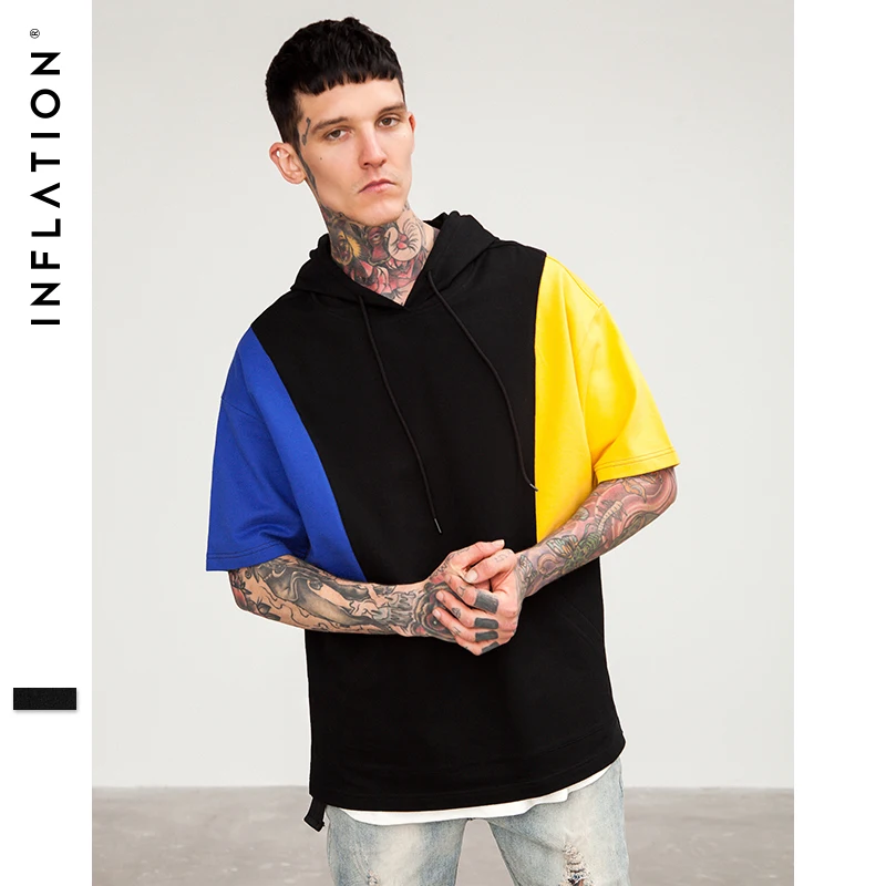 INFLATION 2020 SS толстовка с коротким рукавом футболка High Street свободные шнурки