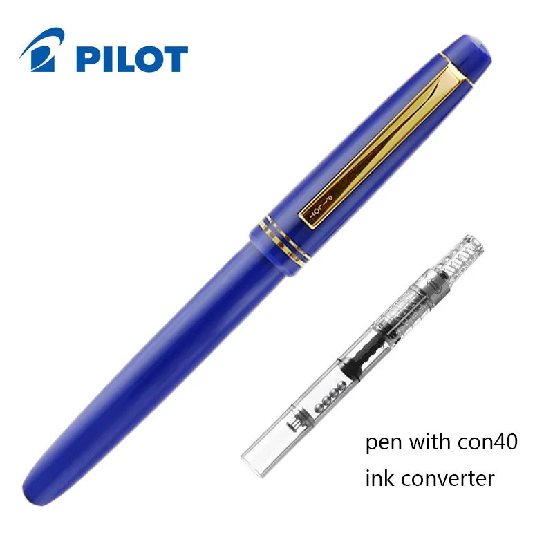 Синий PILOT 78g прозрачный 78g+ 22k золотой иридиевая перьевая ручка практика каллиграфии, для студентов ef f m nib чернильный картридж - Цвет: Синий