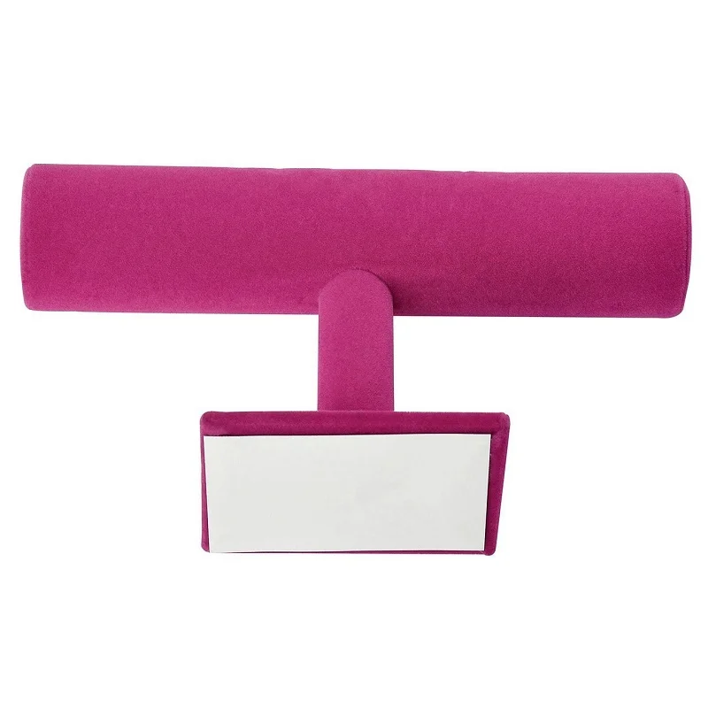Hot pink-Velvet SZanbana парящий T-Bar Браслет Подставка для ожерелья ювелирных украшений Подставка Для дома и маленького магазина ювелирных украшений - Цвет: Hot pink-Velvet