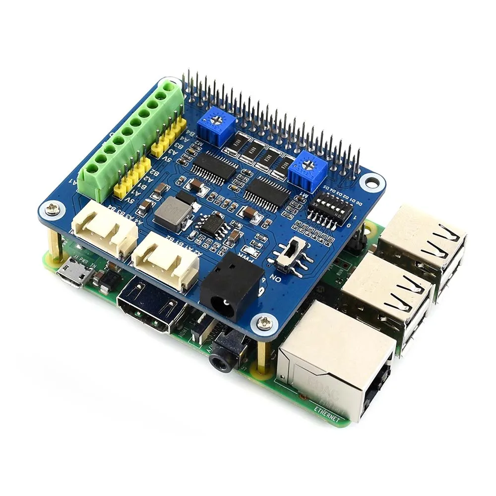 Шаговый двигатель Waveshare шапка для Raspberry Pi Zero/Zero W/Zero WH/2B/3B/3B+ диски два шагового двигателя до 1/32 микрошаговый шаговый двигатель