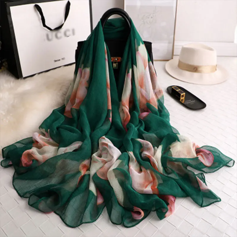 

Brand 2021 summer silk scarf for women shawls and wraps fashion large size soft pashmina beach stoles foulard echarpe hijabs