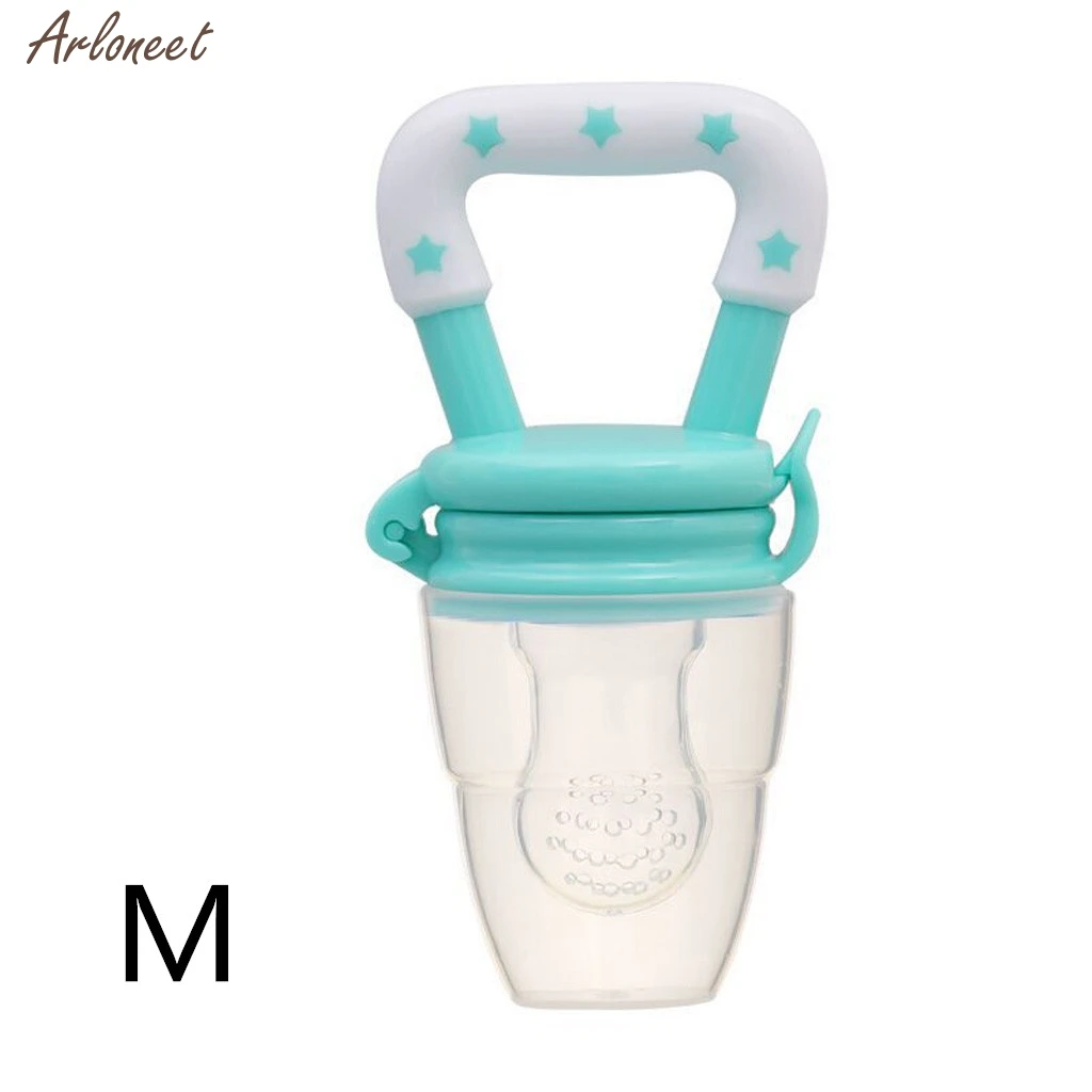 Light blue M Новые Детские пустышки безопасные силиконовые для малышей Прорезыватель для зубов овощи фрукты Прорезыватель для зубов кольцо Жевательная пустышка есть фрукты пищевые добавки - Цвет: Light blue M
