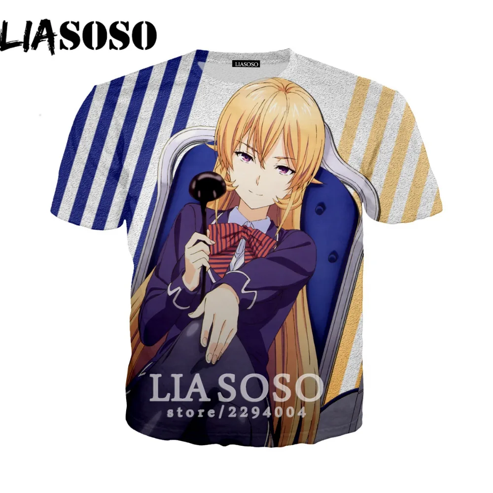 LIASOSO съедобные дух футболка Shokugeki Нет Soma в мужской футболки 3D печати с коротким