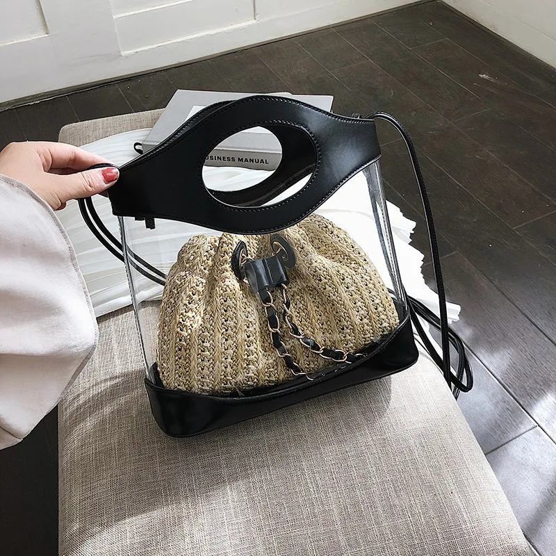 Летняя прозрачная сумка через плечо для женщин 2019 качество ПВХ роскошные сумки