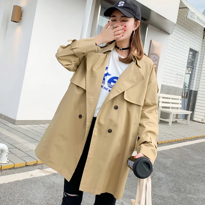 Fitaylor весенний НОВЫЙ Тренч Женская Повседневная ветровка средней длины свободная