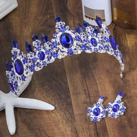 kmvexo 2018 new wedding hair accessories green blue crystal bridal pageant tiaras big luxury rhinestone crowns diadem for bride